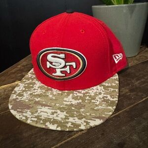 NFL San Francisco 49ers fitted red Cap with Camo Brim Salute to Service